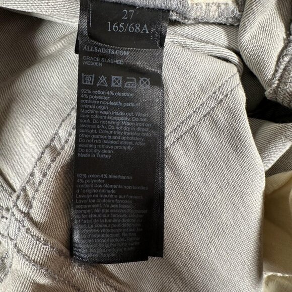All Saints Grace Jeans Women Size W27 L29 Gray Skinny Denim Cotton Blend GUC - Picture 8 of 10